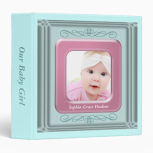 Classeur Album Photo Bébé Fille Cadre Photo Rose Bleu Turqu