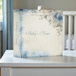 Classeur Album Photo Bébé Fleurs Bleu Shabby Chic