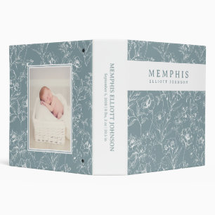 Classeur Album photo bébé floral bleu intemporel vintage
