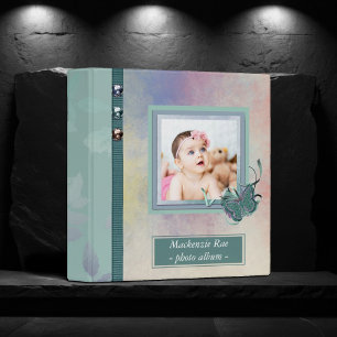 Classeur Album photo bébé   Papillon vert Sage tendance