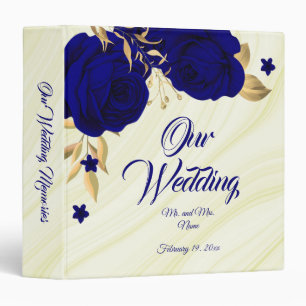 Classeur album photo chic royal bleu floral or feuille