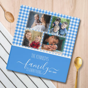 Classeur Album photo Collage Famille 4 Plaid Bleu