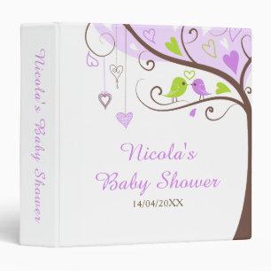 Classeur Album Photo de Baby Shower Arbre Vert et Violet