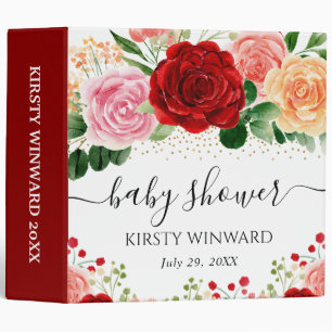 Classeur Album photo de baby shower avec roses rouges et ja