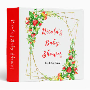 Classeur Album Photo de Baby Shower Fleurs et Fraises