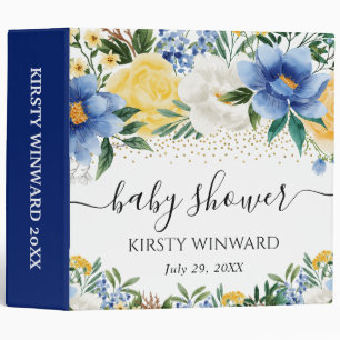 Classeur Album photo de Baby Shower Fleurs Jaunes et Bleues
