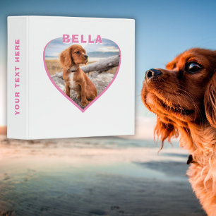 Classeur Album photo de chien Nom Coeur rose