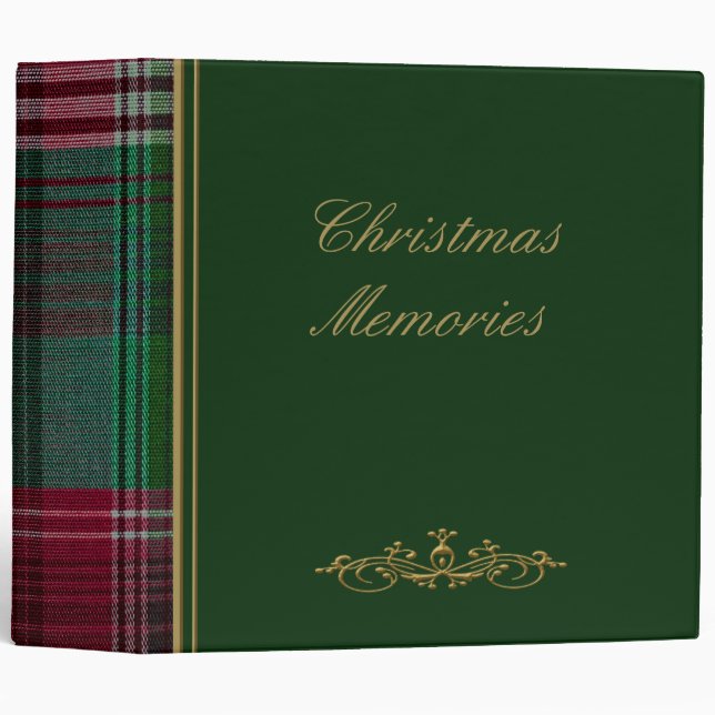 Classeur Album photo de Christmas Green Plaid 2" (Devant/Côté)