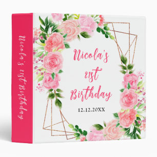 Classeur Album photo de fête d'anniversaire avec roses rose