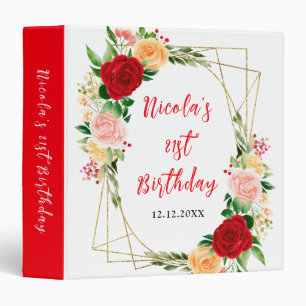 Classeur Album Photo de Fête d'Anniversaire avec Roses Roug