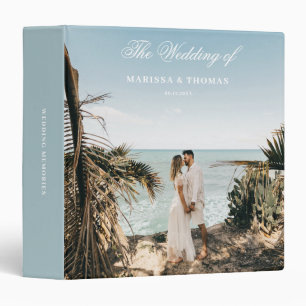 Classeur Album photo de mariage de plage Script Cadeau Bleu