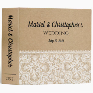 Classeur Album photo de mariage en dentelle rustique