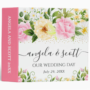 Classeur Album Photo de Mariage Fleurs Jaunes et Roses