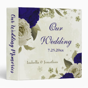 Classeur Album photo de mariage floral bleu roi beige
