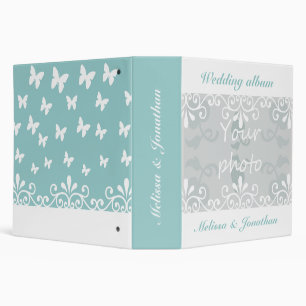Classeur Album photo de mariage Papillons Blancs Bleu clair