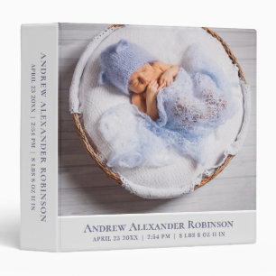 Classeur Album photo de nouveau-né gris neutre pour bébé ga