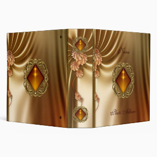 Classeur Album photo de reliure soie ambre or joyau