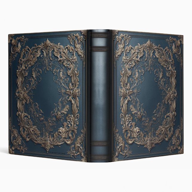 Classeur Album photo en cuir bleu et argent en poudre (Arrière-plan)