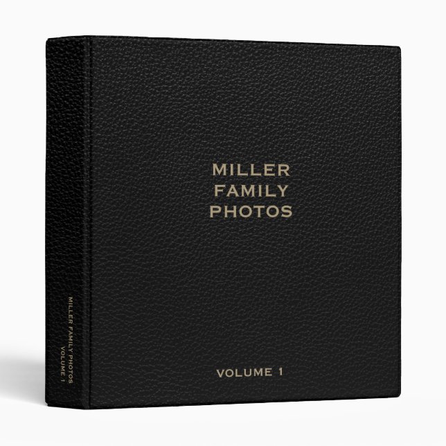 Classeur Album photo en cuir noir personnalisé (Devant/Côté)
