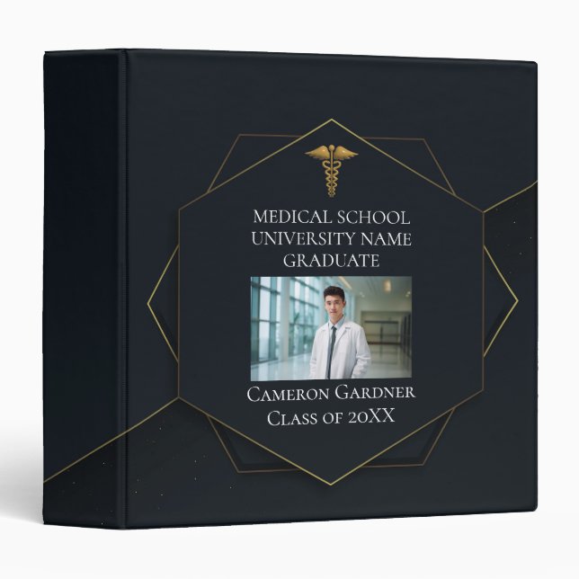 Classeur Album photo en or noir Médicale (Devant/Côté)
