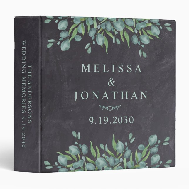 Classeur Album photo Eucalyptus Rustic Greenery Mariage (Devant/Côté)