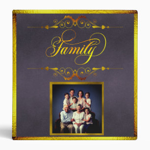 Classeur Album photo famille Calligraphie - Lavande/Or