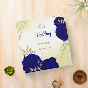 Classeur Album photo feuille Royal blue flowers or