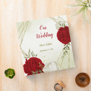 Classeur album photo feuille vert fleurs rouges