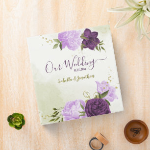 Classeur album photo feuille vert fleurs violettes