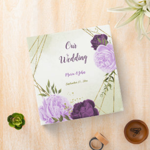 Classeur album photo feuille vert fleurs violettes