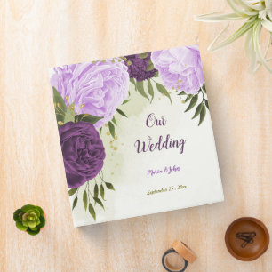 Classeur album photo feuille vert fleurs violettes