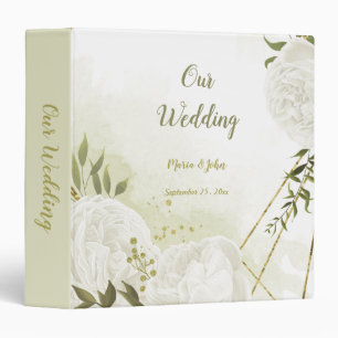 Classeur album photo feuille vert joli blanc fleurs
