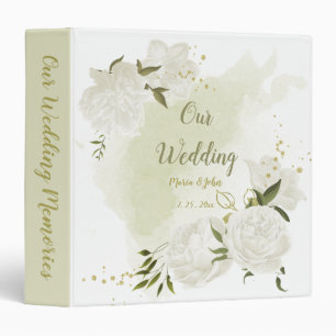 Classeur album photo feuille vert joli blanc fleurs