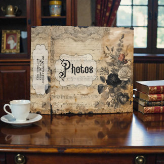 Classeur Album Photo Fleurs de Style Victorien avec Notes d