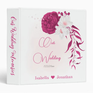 Classeur album photo floral mariage fuchsia & blanc