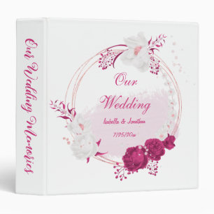 Classeur album photo floral mariage fuchsia & blanc