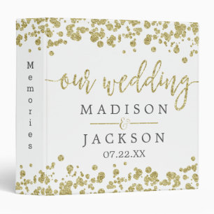 Classeur Album photo Mariage Confetti Blanc & Or