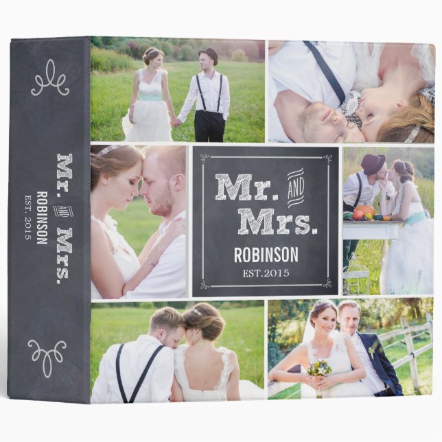 Classeur Album photo Mariage de collage marqué (Devant/Côté)