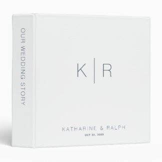 Classeur Album photo Mariage de Monogramme blanc et marine