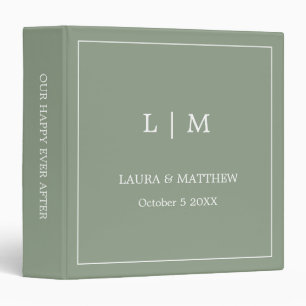 Classeur Album photo Mariage de monogramme vert Sage simple