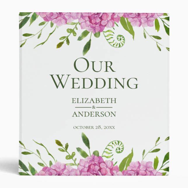 Classeur Album photo Mariage d'Hydrangea rose (Devant)