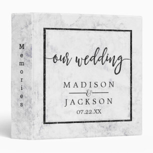 Classeur Album photo Mariage en marbre blanc et gris