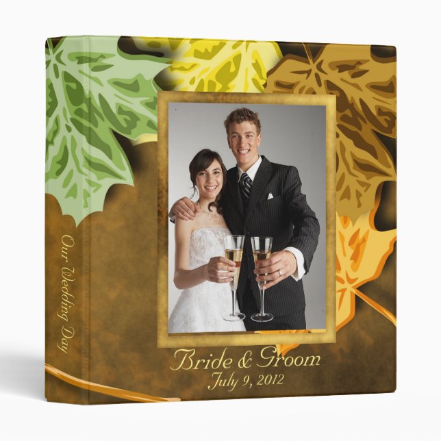 Classeur Album photo Mariage Feuilles d'automne (Devant/Côté)
