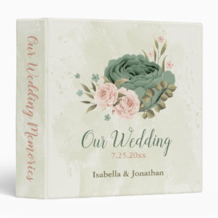Classeur album photo mariage fleurs vert sauge