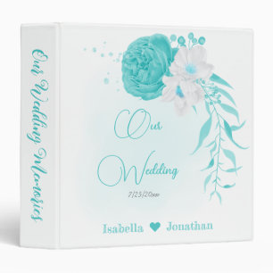 Classeur album photo mariage floral blanc turquoise