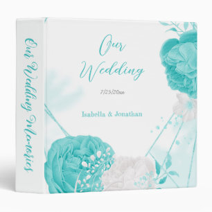 Classeur album photo mariage floral blanc turquoise