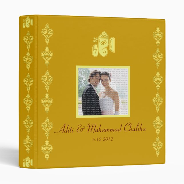 Classeur Album photo Mariage Ganesha (Devant/Côté)