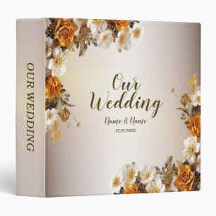 Classeur Album photo Mariage Golden Orange White Flowers