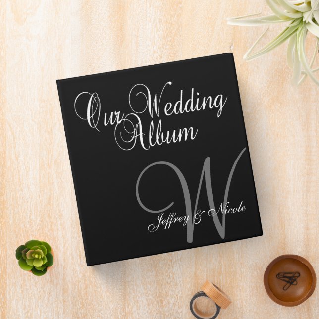 Classeur Album photo Mariage noir et argent Monogram (In Situ)