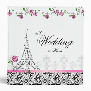 Classeur Album photo mariage Paris Tour Eiffel Roses roses 